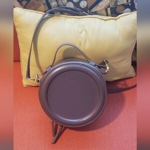 Cute Brown Circle Bag. Long and Short handle and shoulder Strap.